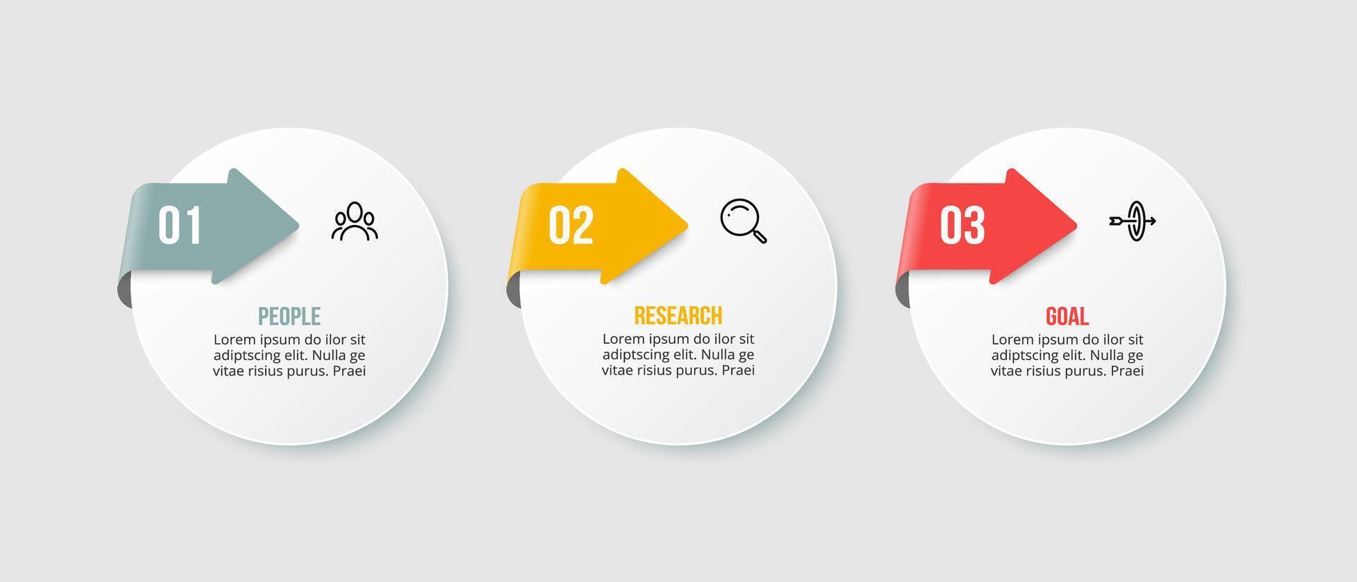 3 circle steps infographic. vector