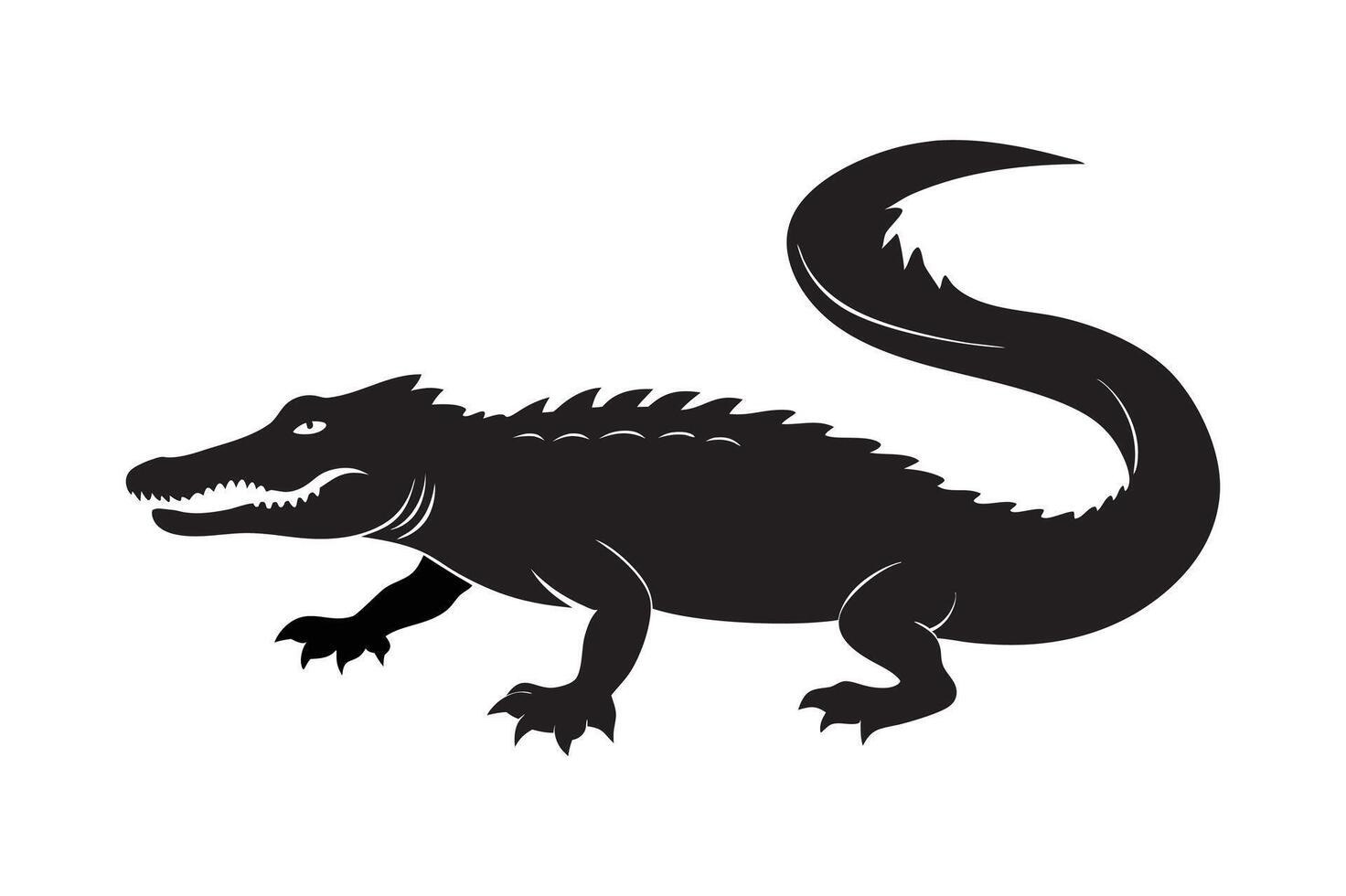 A black alligator on a white background vector