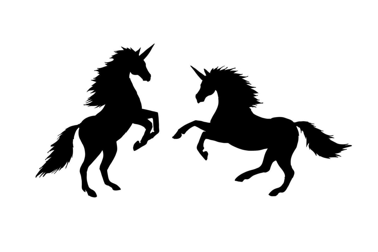 Hand drawn unicorn sihouettes vector