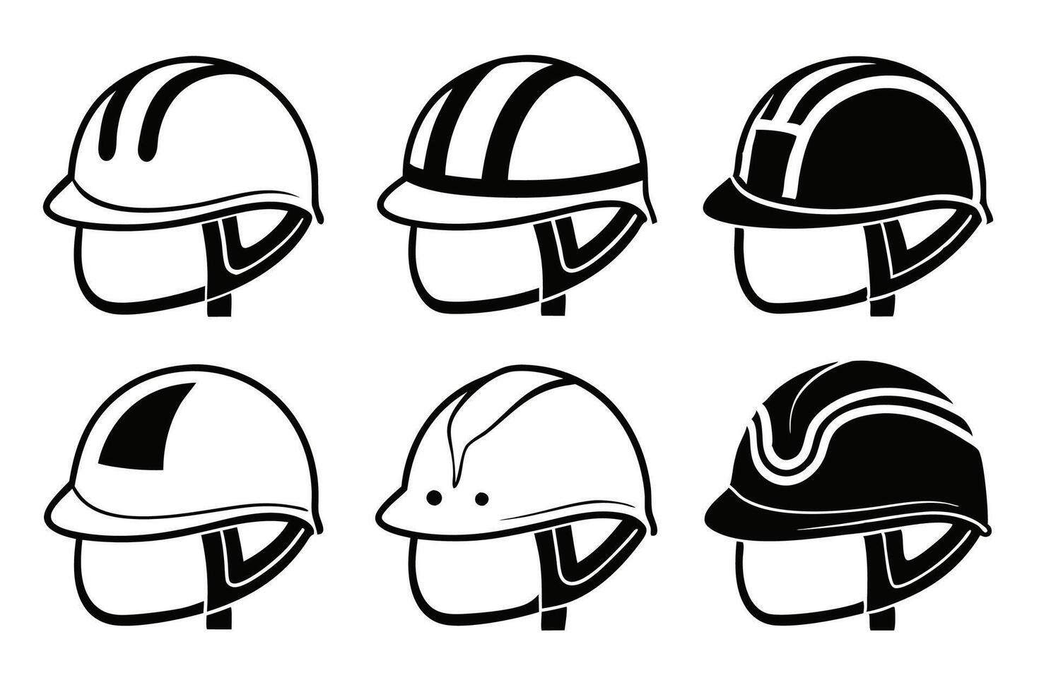 Helmet icon set, black white icon spesial for construction helmet vector