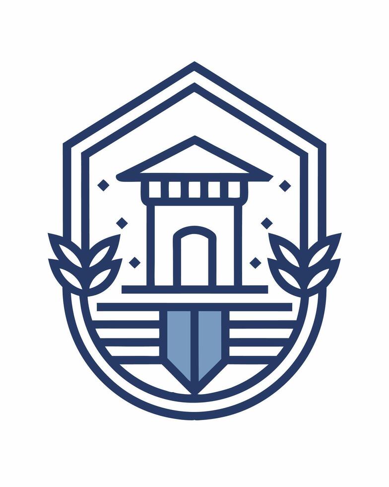 A blue and white logo for a school vector