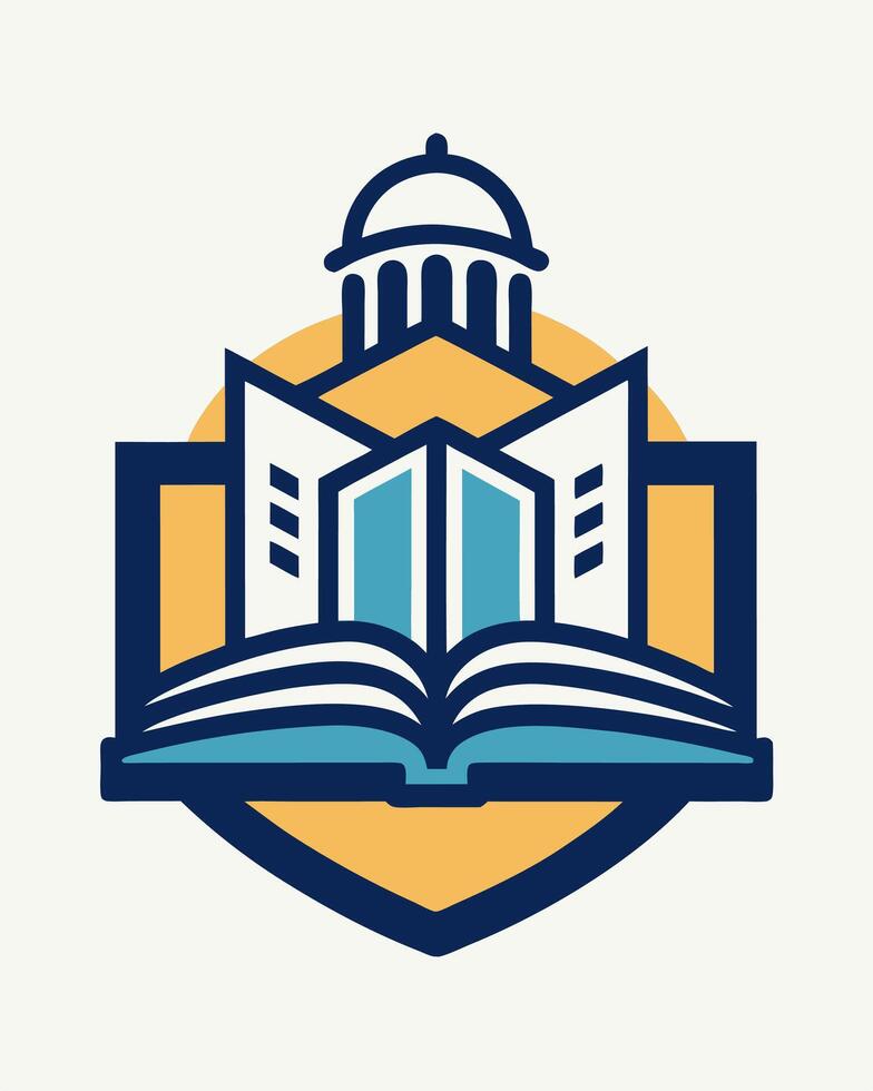 An open book with a dome on top of it vector