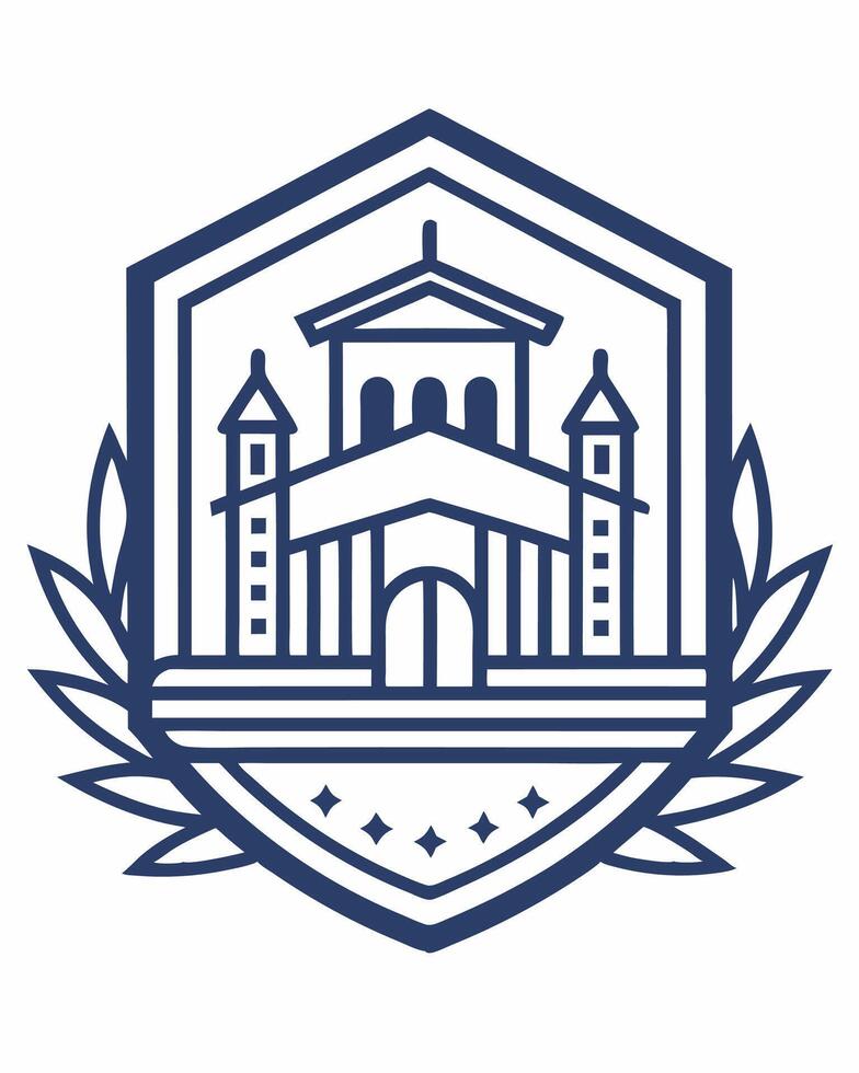 blue monoline leaf at side with institute logo vector