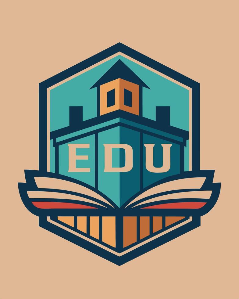 The edu logo is shown in a retro style vector
