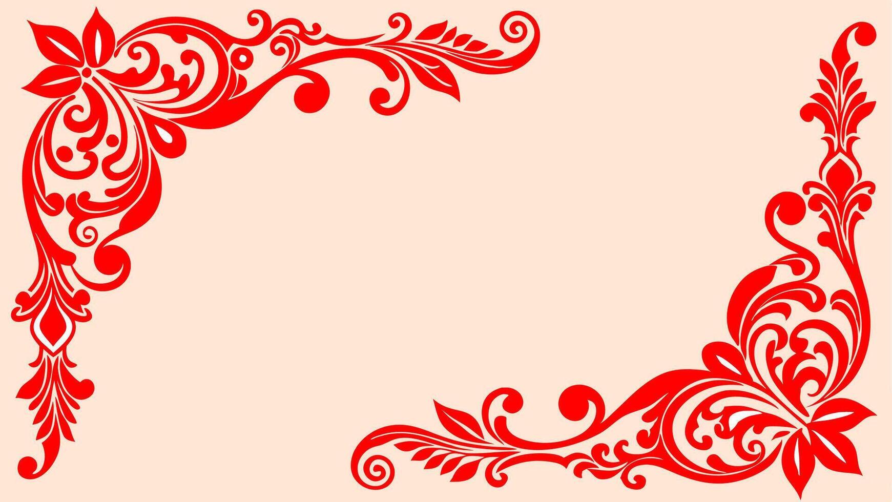 Mandala red ornament at corner with isolated background vector