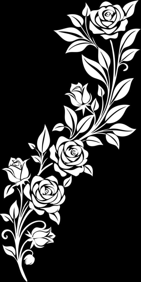 Flower ornament set isolated background, black and white vector
