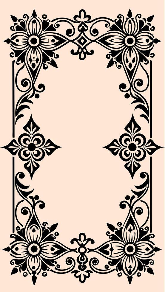 Black frame ornament at isolated pink background for your background or design vector