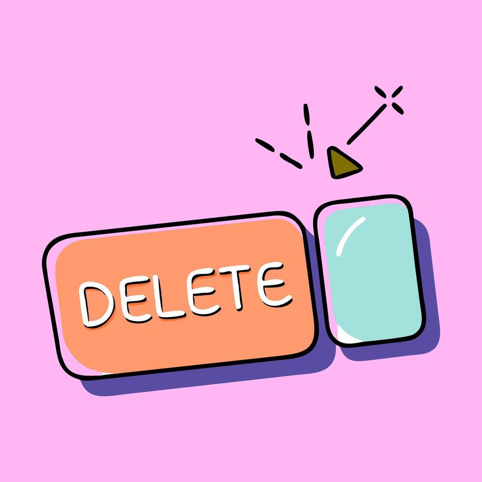 Delete computer button doodle illustration. Perfect for your business content design needs vector