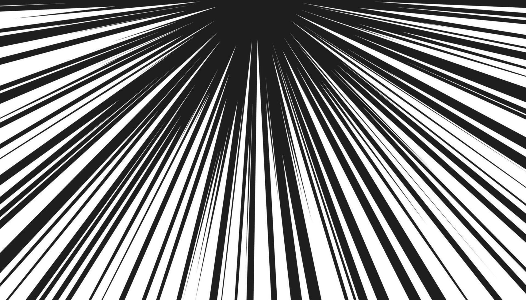 Comic strip radial motion lines. Anime comics book super hero speed or fight sharp rays black texture. Manga superhero action explosion dynamic linear effect. Cartoon fast zoom and light flash stripes vector