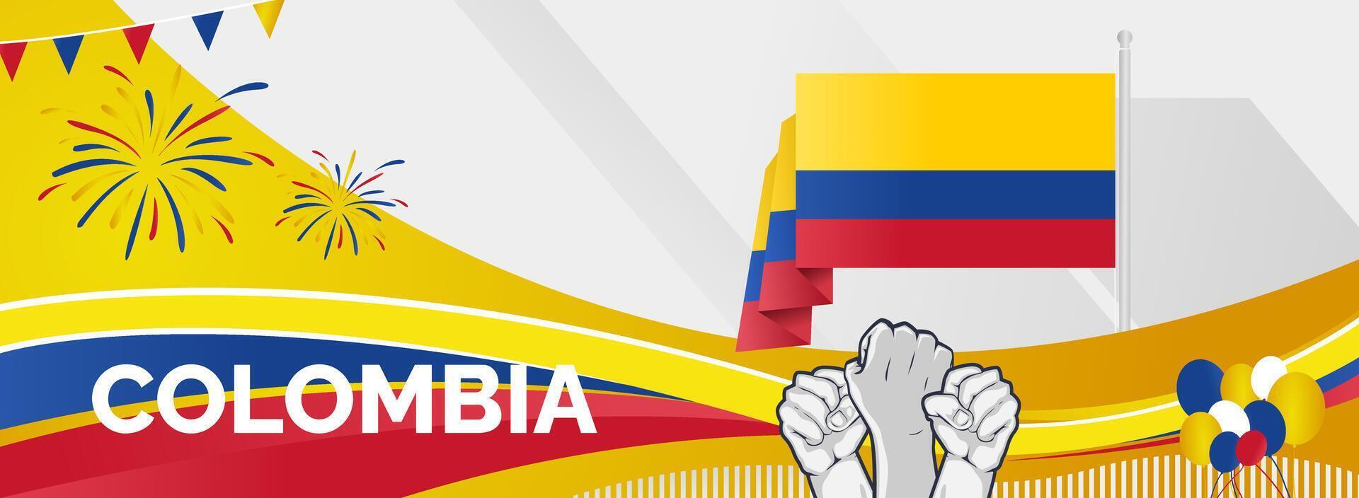 Business banner for Colombia national day. Can also be used as a greeting card, or national events such as sports events and music festivals vector