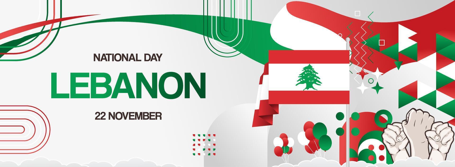 Modern geometric banner for Lebanon National day celebration. Attractive greeting card can also be used as poster and other public holiday events vector