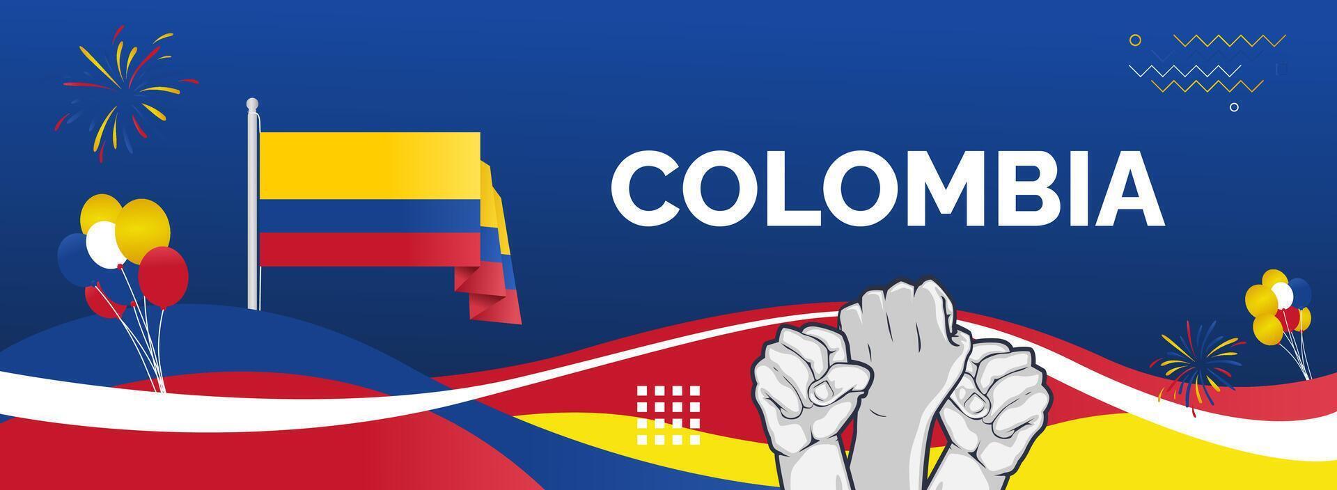 Horizontal banner for Colombia national day with gradient blue background vector