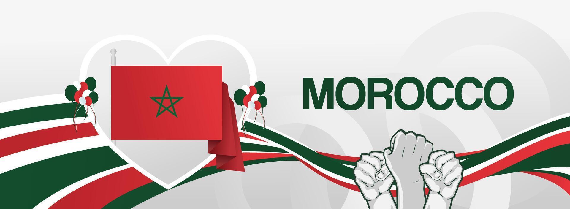 Morocco nationalist banner with love symbol and country flag vector