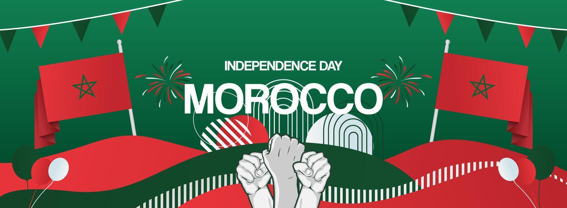 Morocco modern banner. Wide poster of Morocco national day or independence, suitable for use as greeting card or background vector