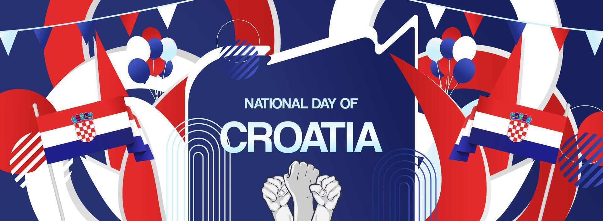 Wide banner for Croatian national day in abstract concept for greeting card, sport event, music festival, etc vector