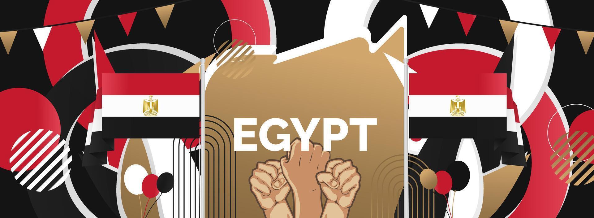 Egypt national day background with creative abstract shapes. Banner for greeting card or sport event vector