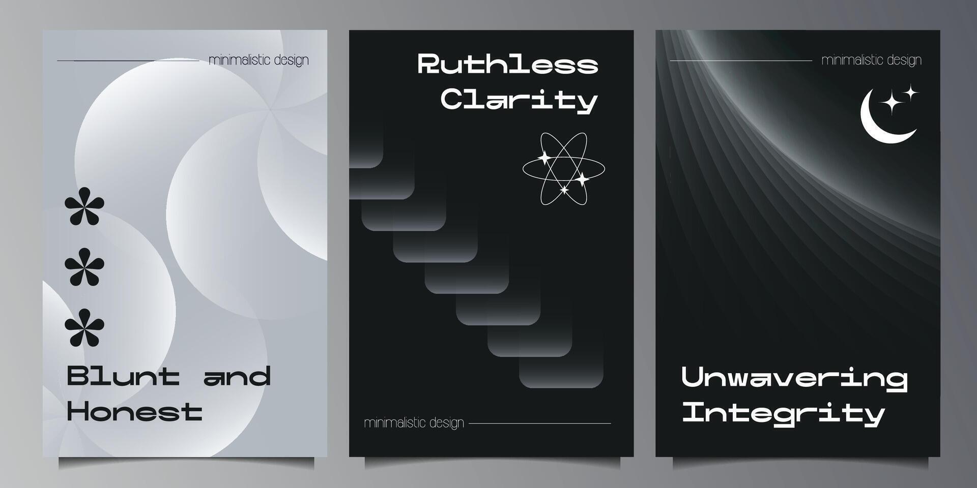 New modernism aesthetics in covers design. Brutalism inspired graphics in web template layouts made with abstract geometric shapes for poster art, website headers, digital prints. simple design vector