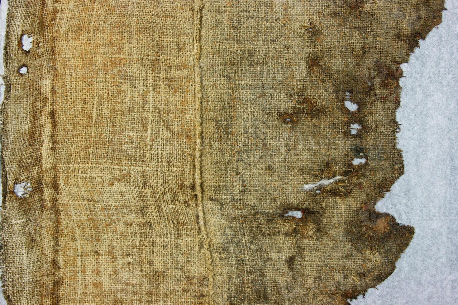 Very old fabric is spoiled by time. top view. close-up photo