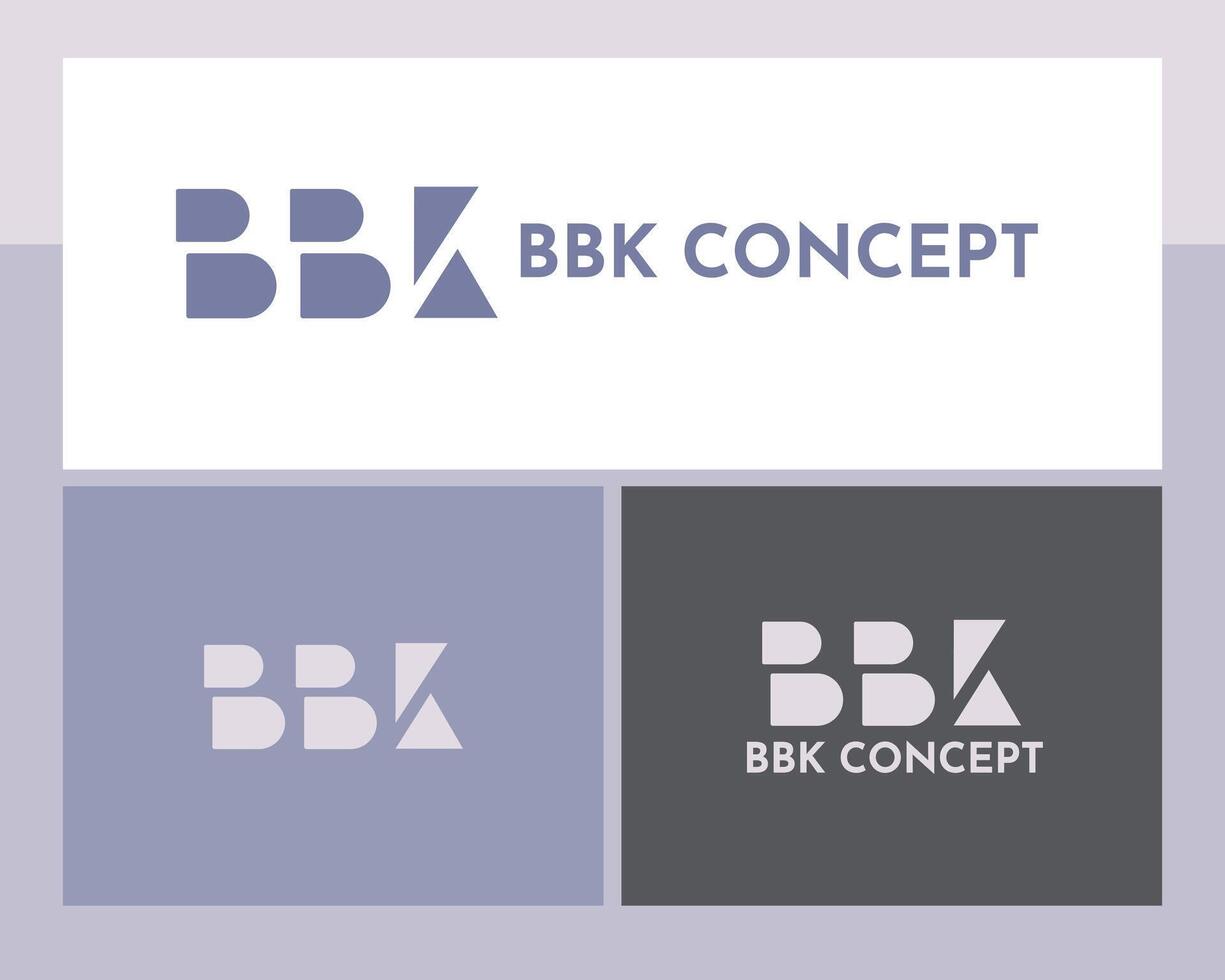 company lettermark logo concept with basic shape for letter logo BBK vector