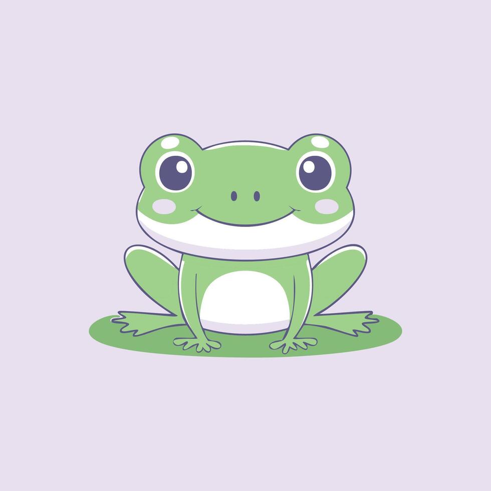 a cartoon frog sitting on the ground vector