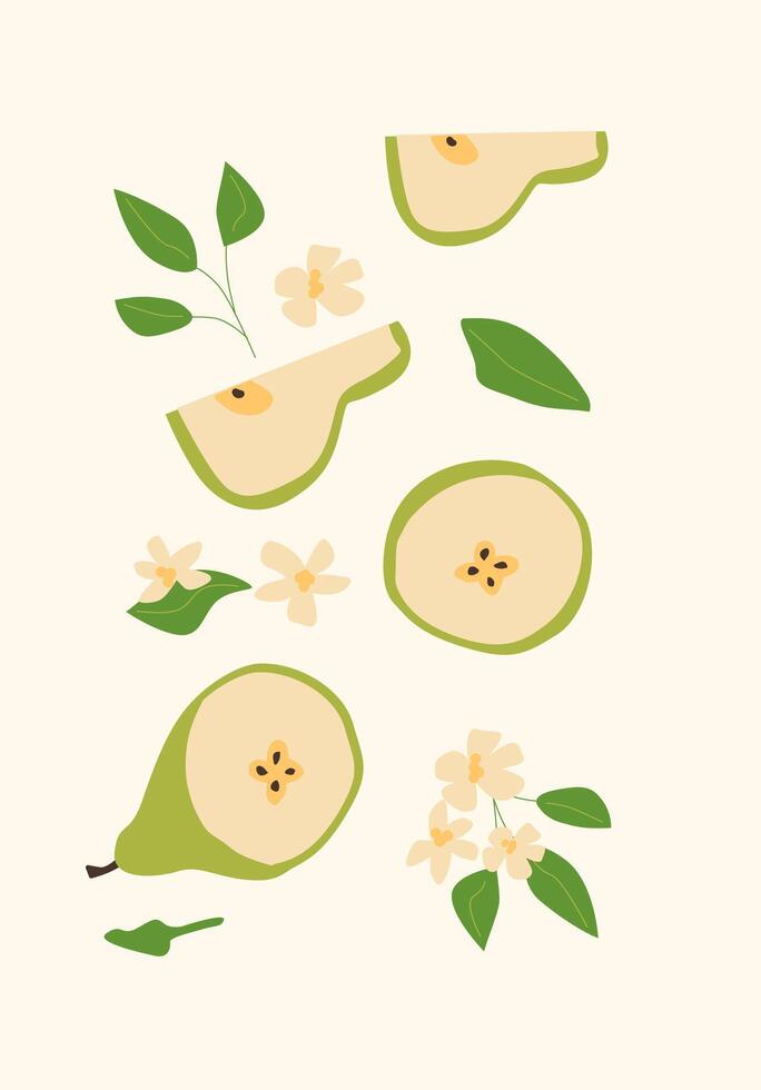 Abstract vertical fruit poster, flat illustration vector