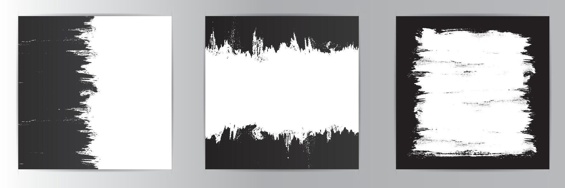 Three black and white banners with a brush stroke vector