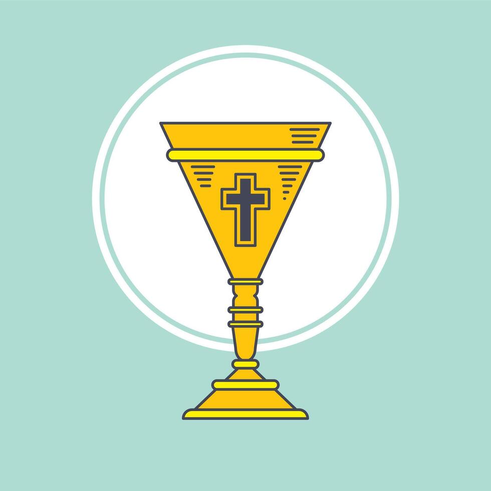 A golden chalice with a cross on it vector