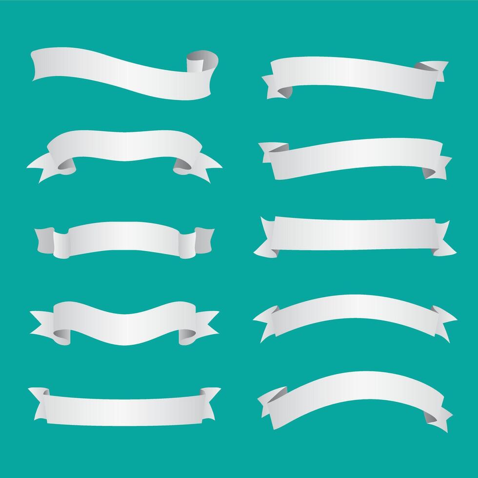 Set of white ribbons on blue background vector