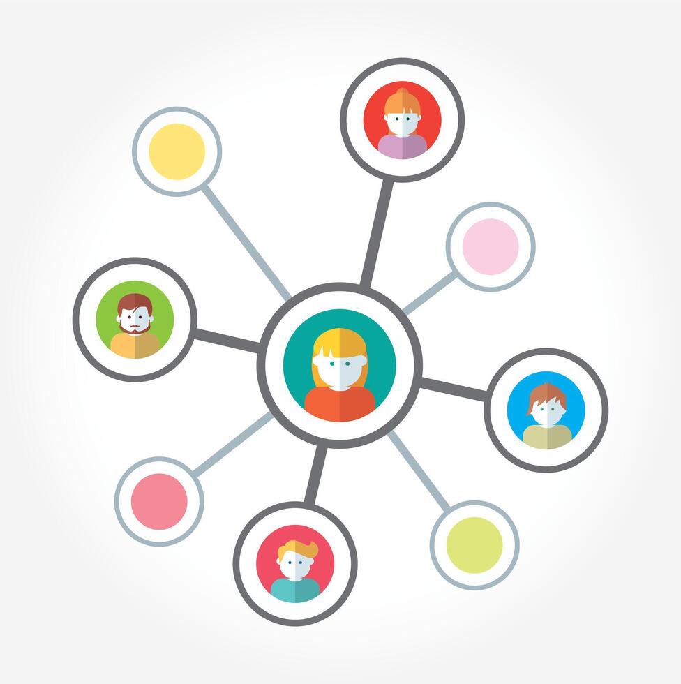 People connected to each other in a circle vector