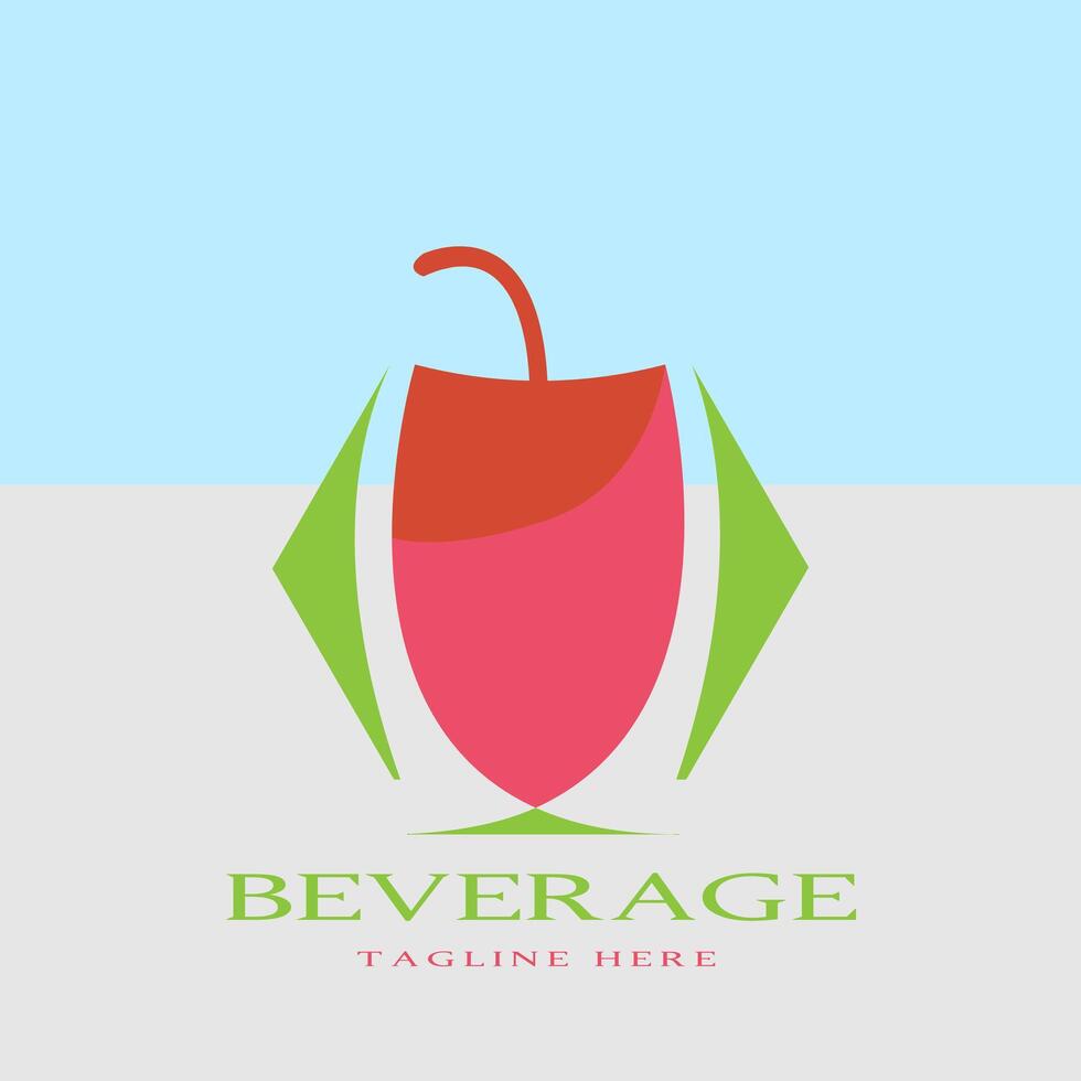 A beverage logo with a red and green apple vector