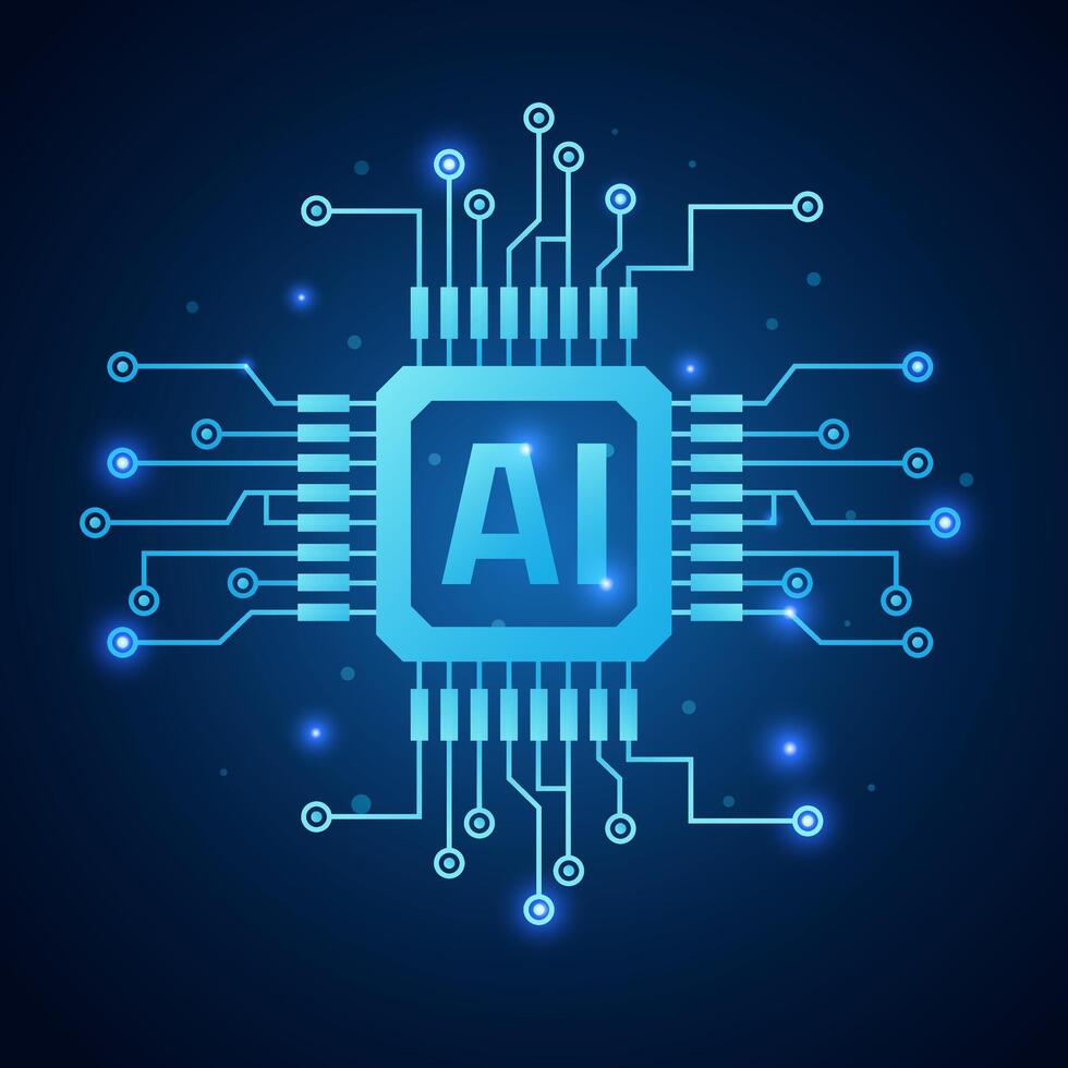 Artificial intelligence chip. AI technology background, banner concept. vector