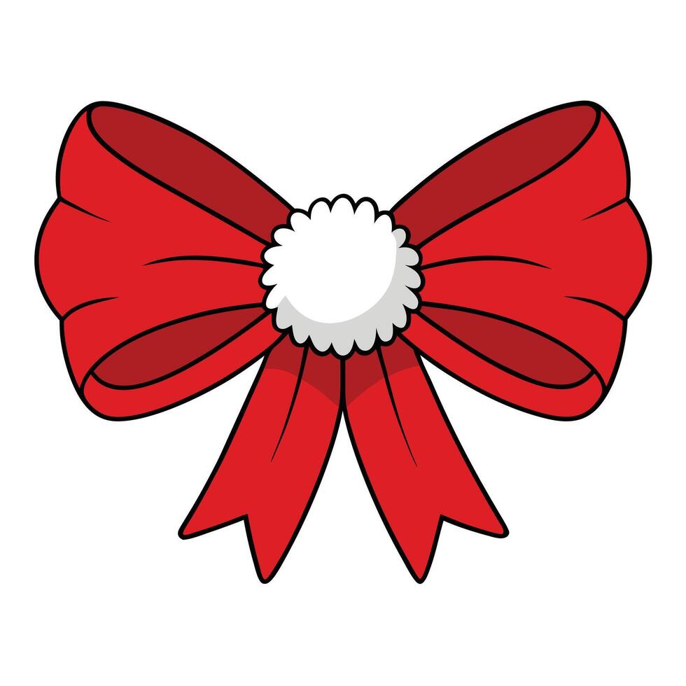 Festive Christmas Red Ribbon with bow Illustration on White Background vector