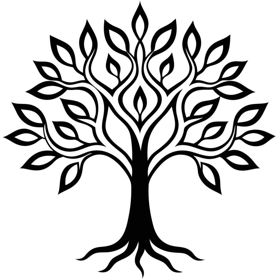 Elegant Tree Silhouette Minimalist Design on White Background vector