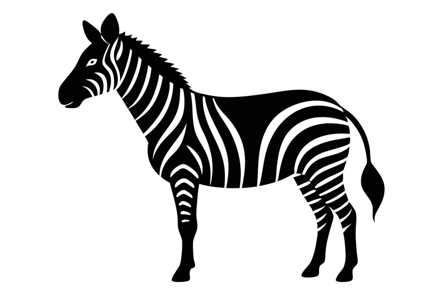 Black and white zebra silhouette illustration vector