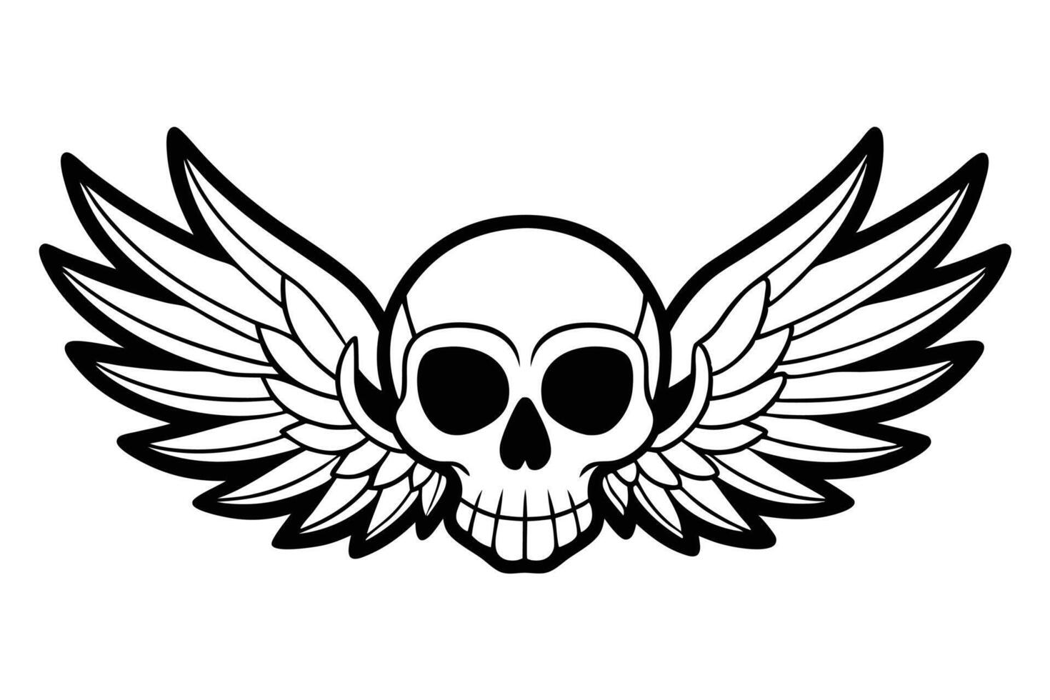 skull and wings creative silhouette illustration vector