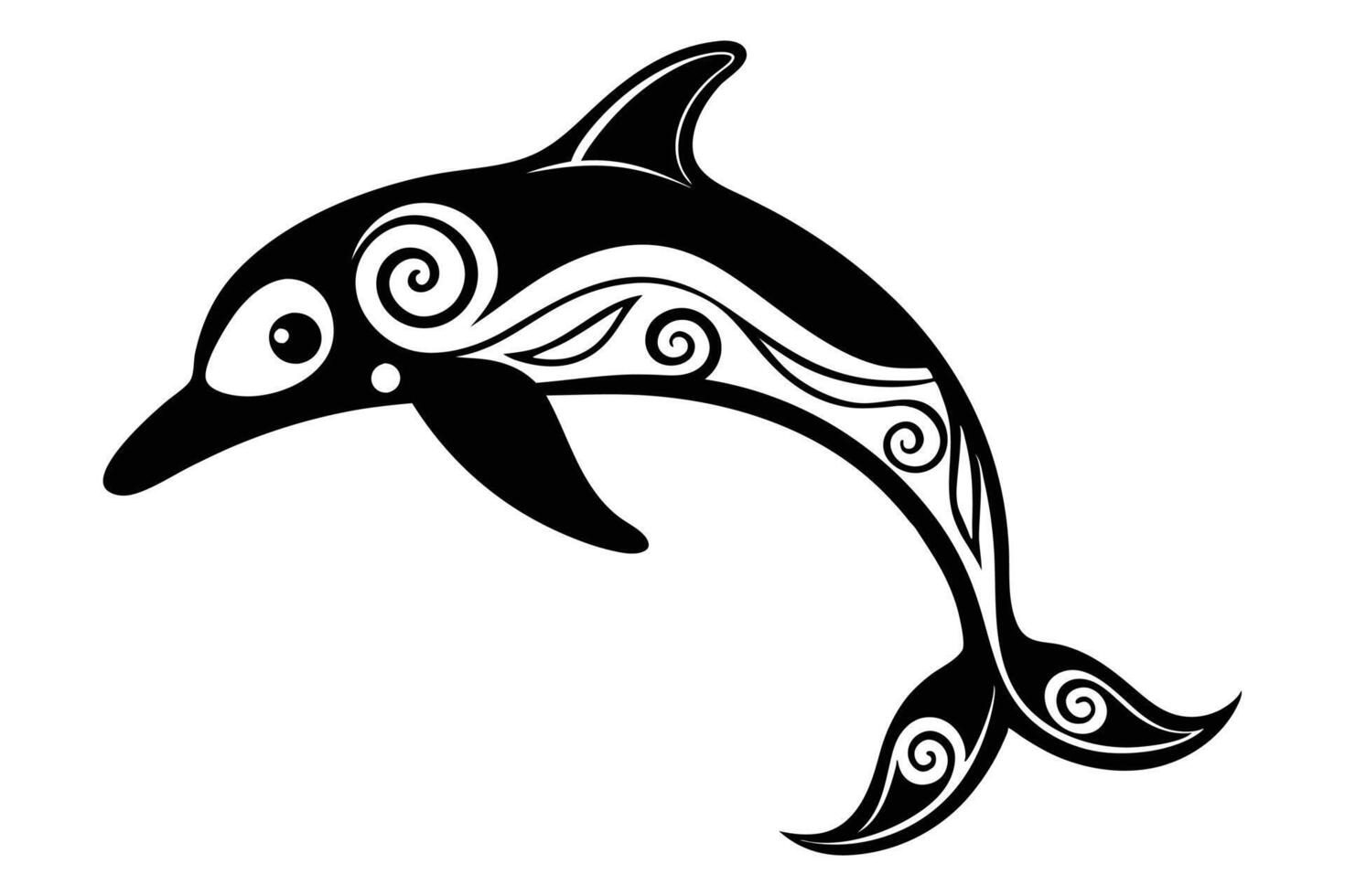 Dolphin line art illustration vector