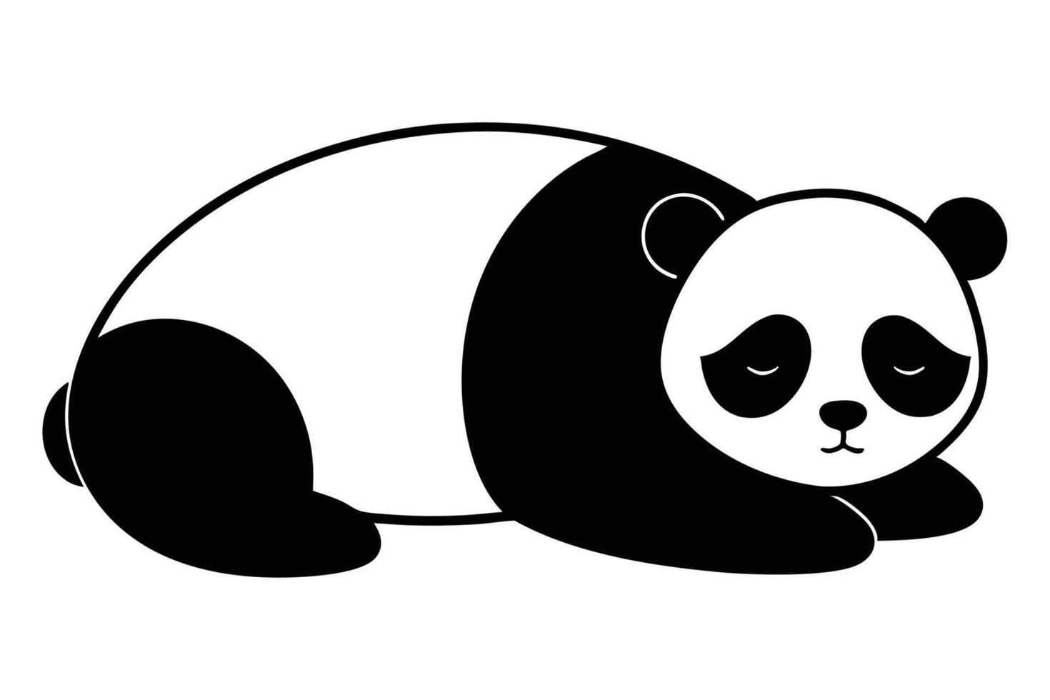 Panda sleeping silhouette icon illustration on white background vector