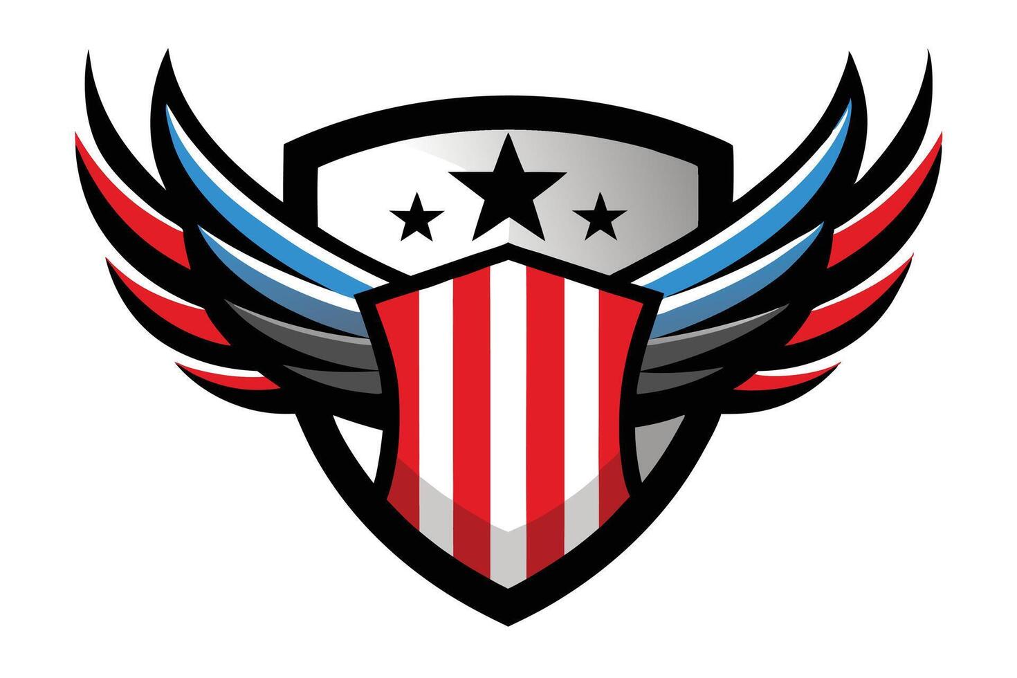 colorful shield with wings and stars clipart illustration vector