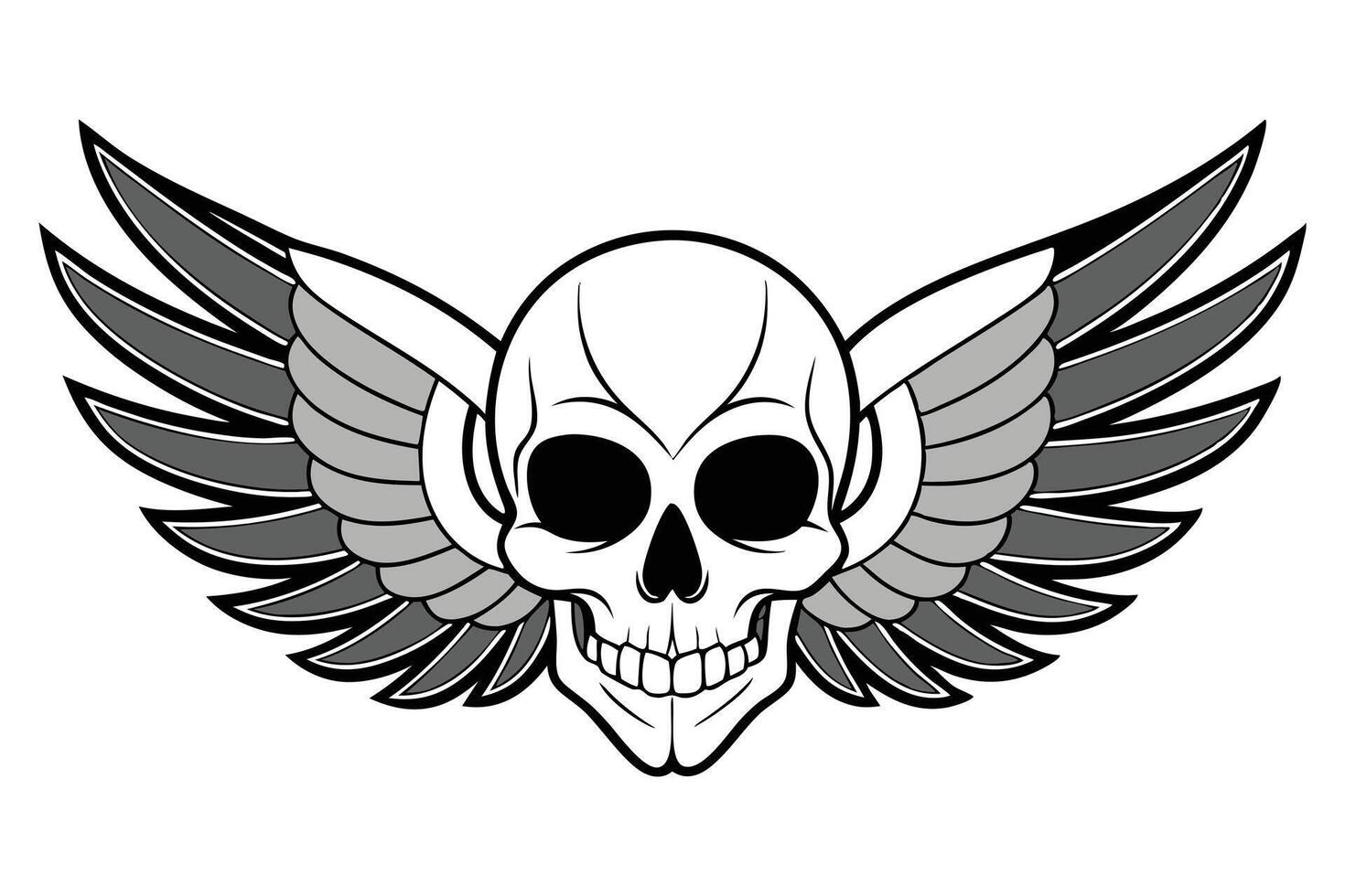 skull and wings creative silhouette illustration vector