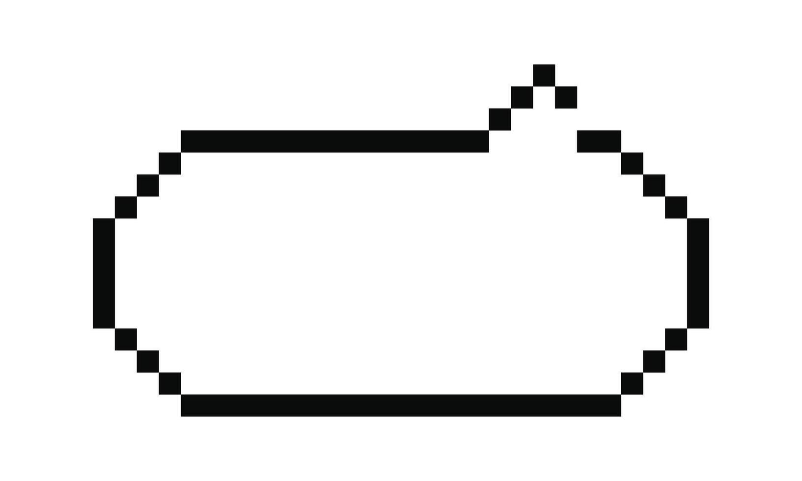 Pixel speech bubble. Geometric texting dialogue box. Modern game chat element vector