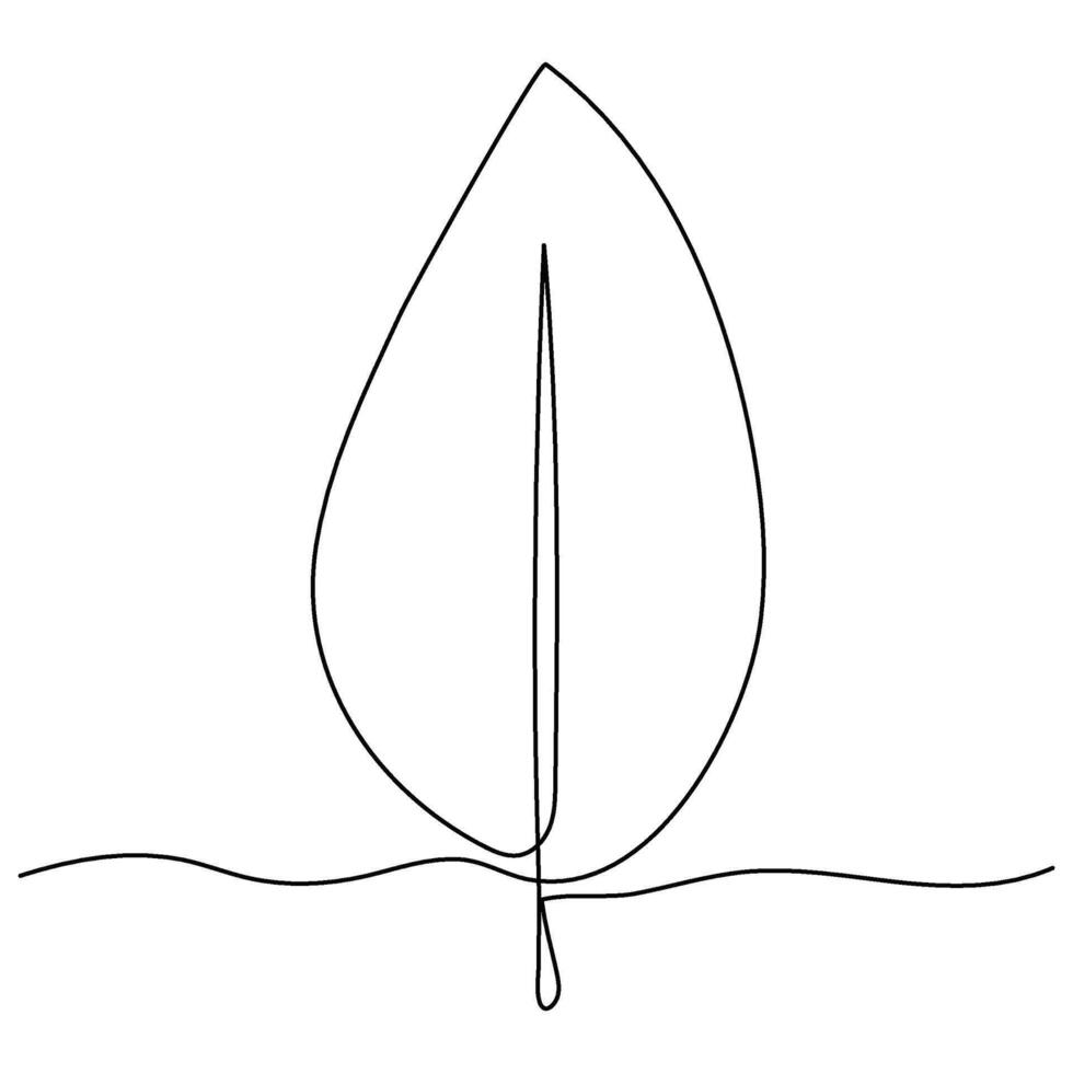 One line Leaf drawing isolated on white background. Autumn continuous editable Stroke of part plant or tree. Decoration element for posters or banner vector