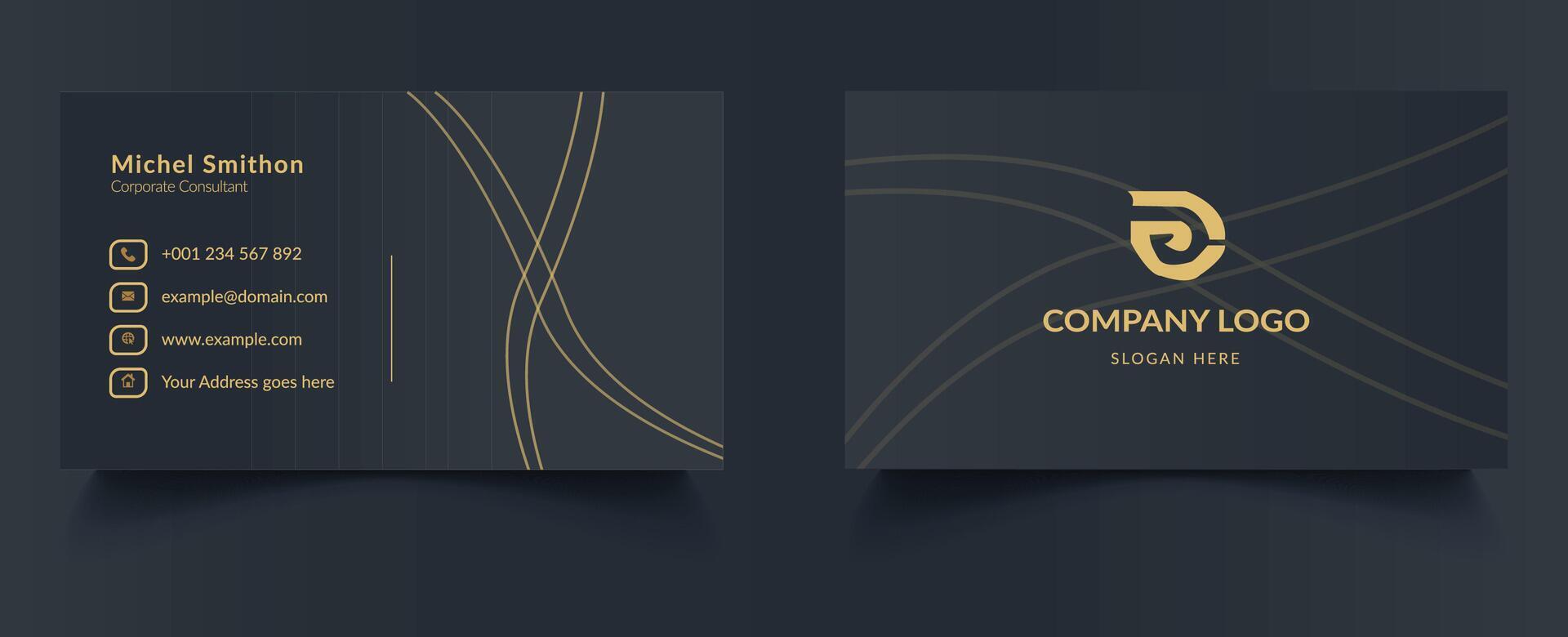 Luxury Business Card Design, Abstract Black Business Cards, Modern And Corporate Business Card. vector