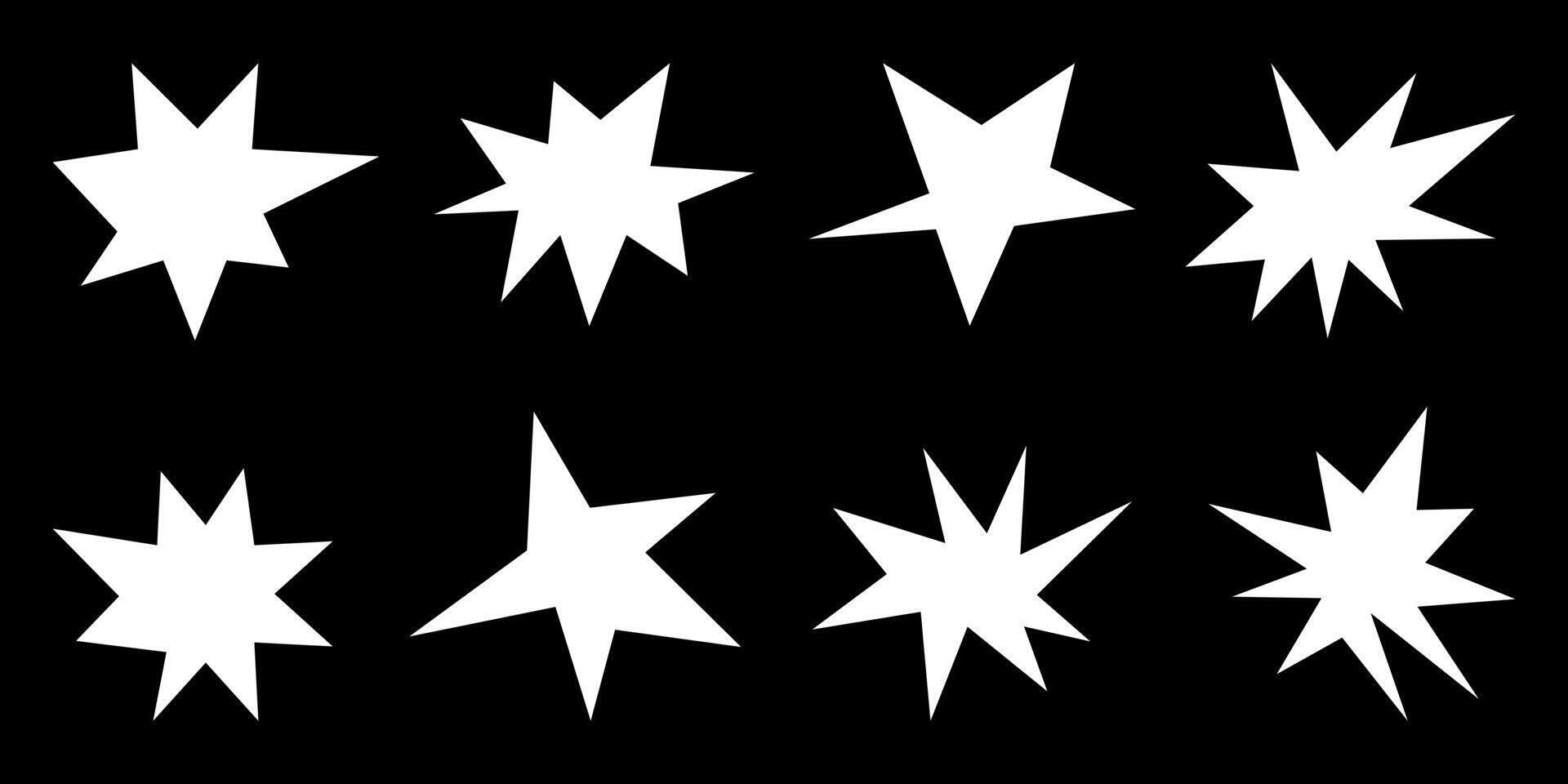 Retro shape in trendy 70s -90s Groovy style. Abstract star spark. Black Sparkles Geometric Forms Set. illustration vector