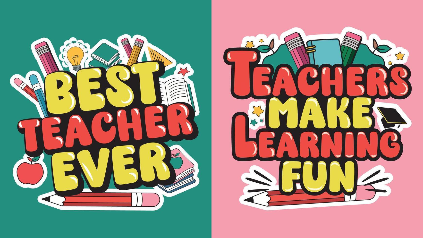 Teacher Day Quotes Stickers vector