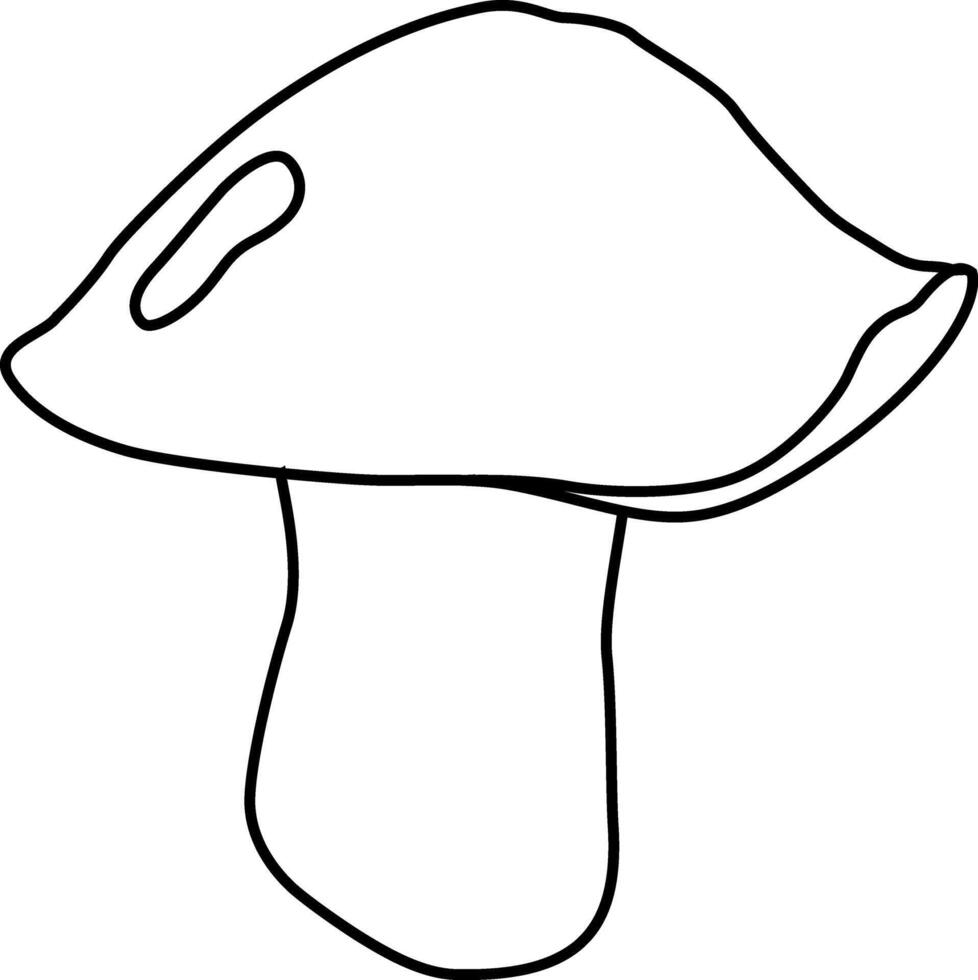 A doodle mushroom grows in the forest. vector