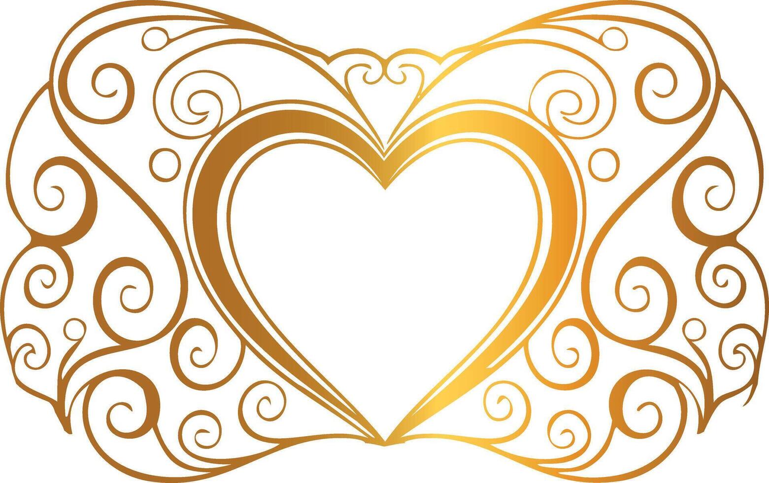 Ornate decorative frame with heart and swirls. vector