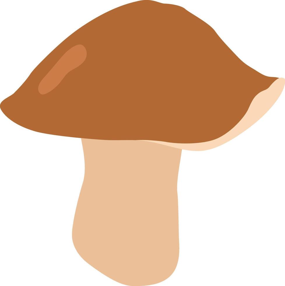 A brown mushroom grows in the forest. vector