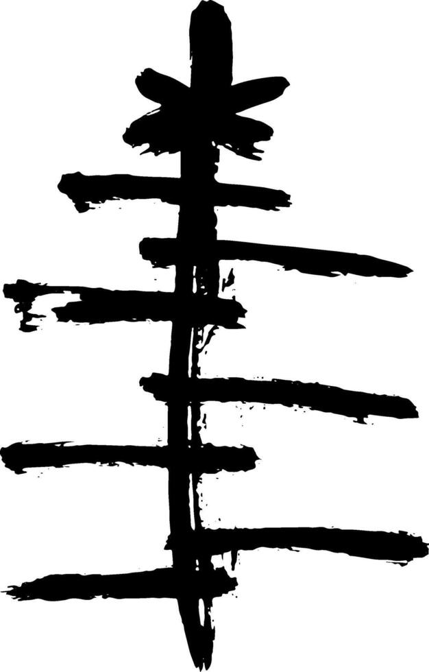 Grunge Hand Drawn Dry Brush Christmas Tree with Star vector