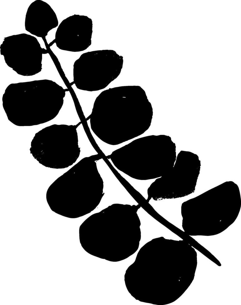 A black and white silhouette of a leaf vector