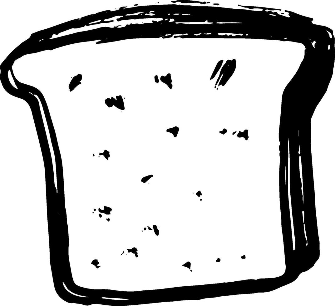 A black and white drawing of a slice of bread vector
